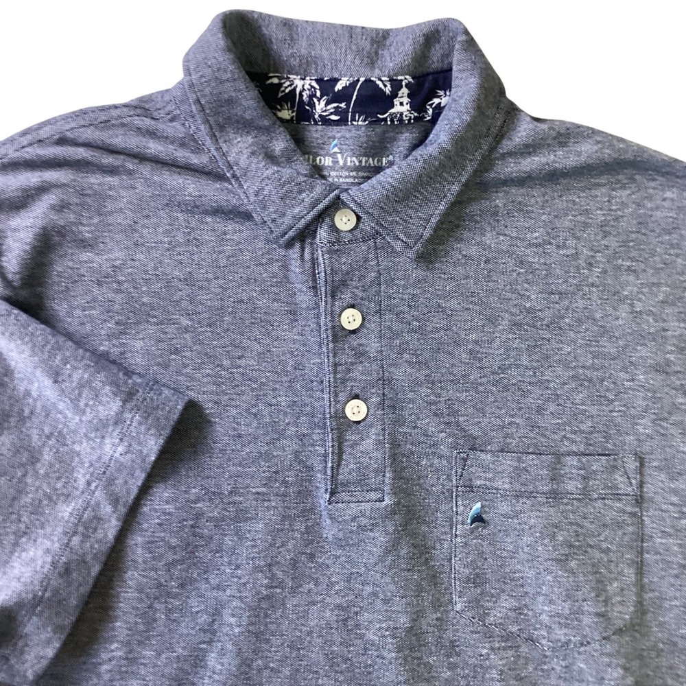 Tailor Vintage Mens Gray Airotec Performance Polo Shirt Short Sleeve Large L
